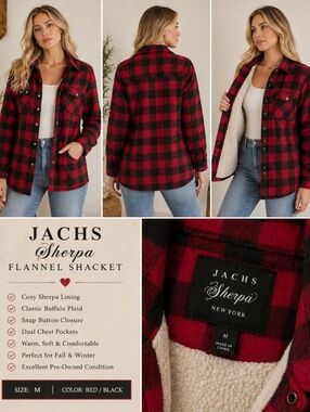 Jachs Red & Black Sherpa Flannel Shacket